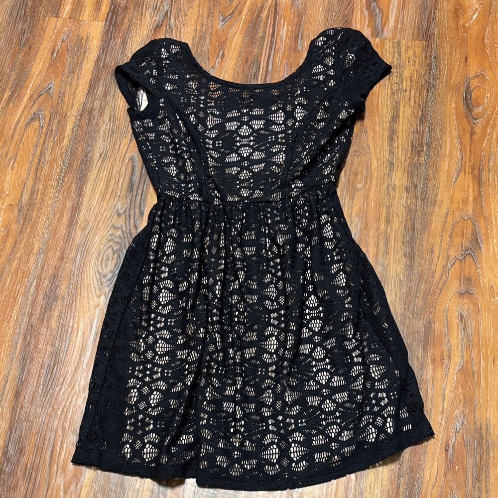Speechless Black Lace Overlay Dress